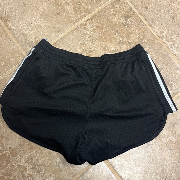 Adidas Black Mesh Running Shorts With White Stripes Size Small - Picture 2 of 3